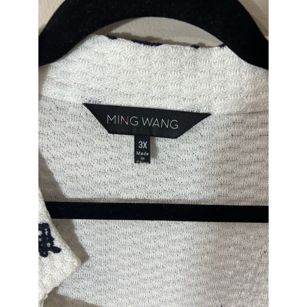 Ming Wang Knit Cardigan 3X White With Black Abstract Jacket NEW! - Picture 2 of 14